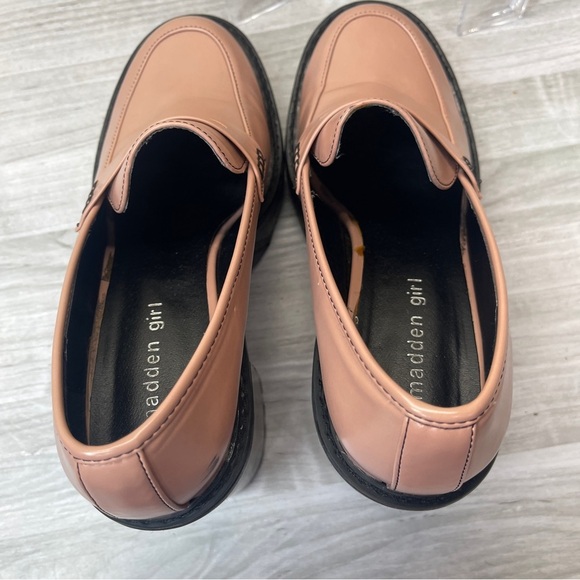 Madden Girl Kassidy Pink Blush Chunky Block Penny Loafer Slip On Heels Size 9 - Picture 10 of 14